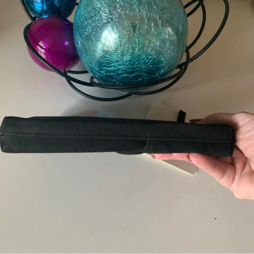 NWT Donna Karan Black Suede Cosmetics Bag